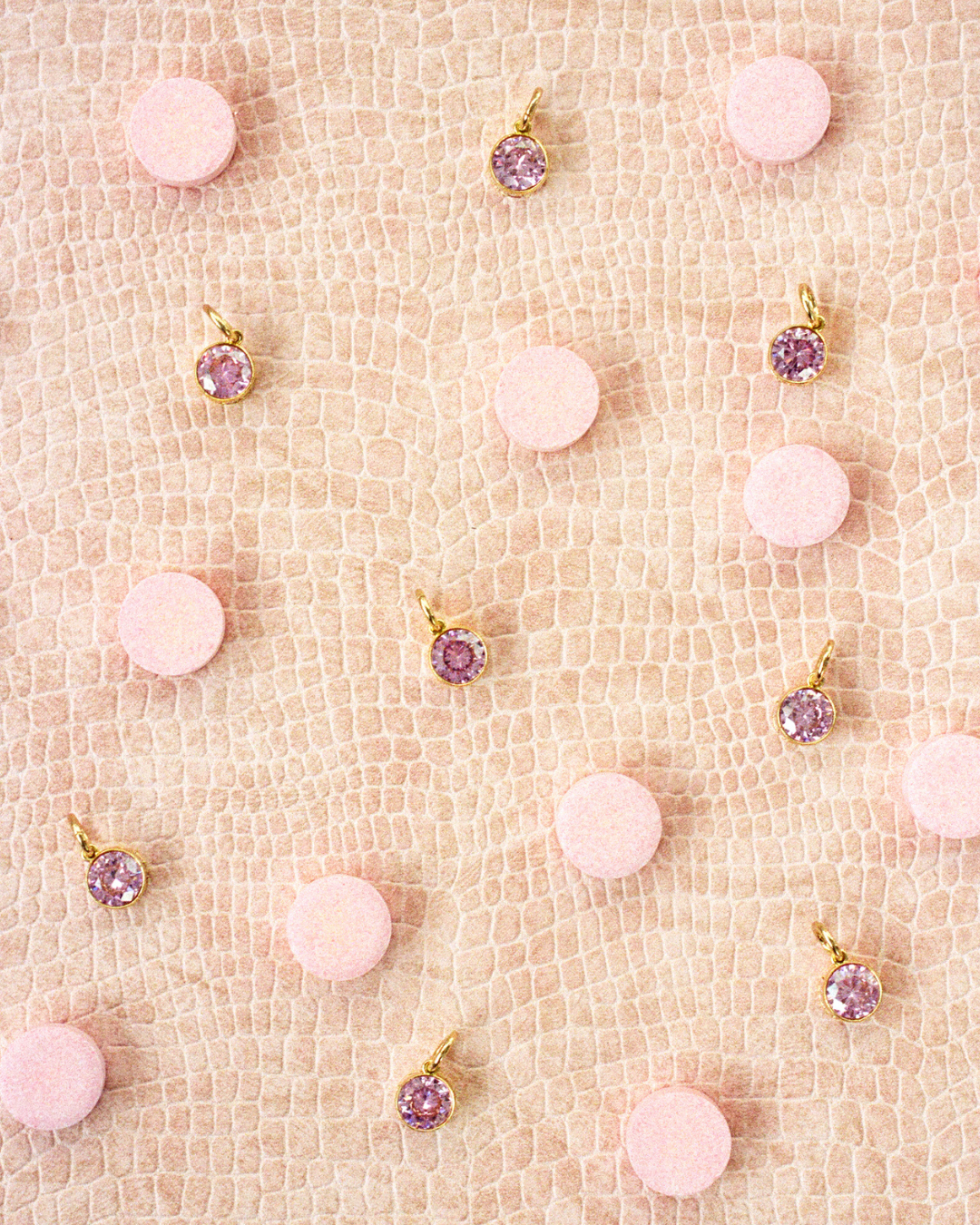 Pink Crystal Clear Charm - Gold