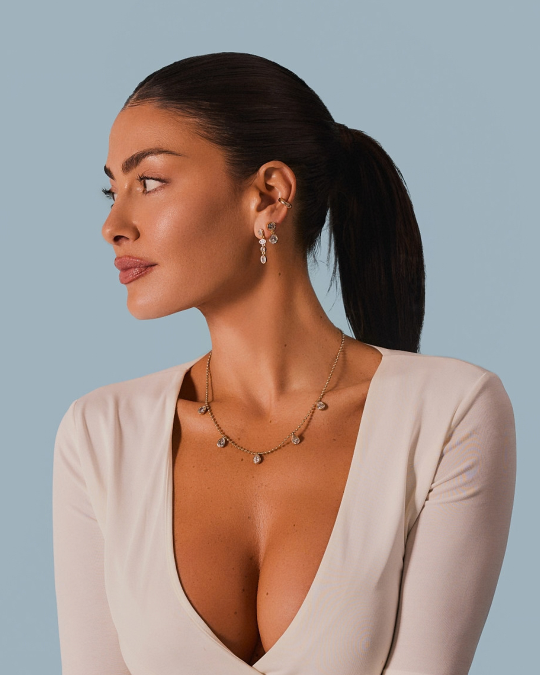 KG Multi-Bezel Drop Earrings