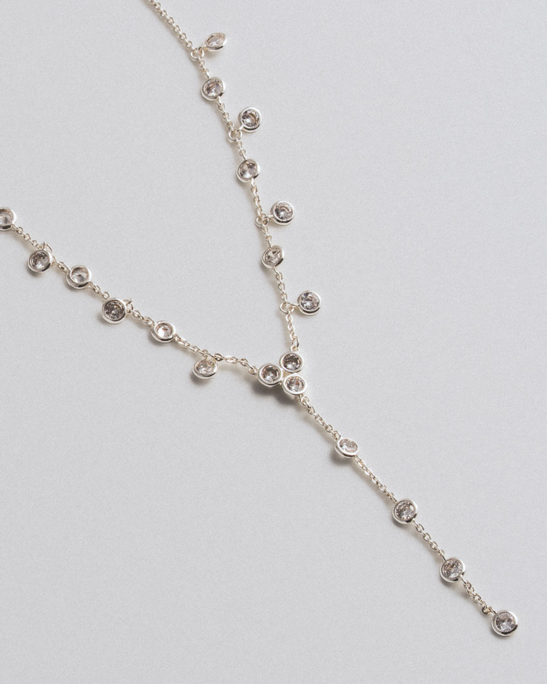 Dew Drop Lariat Necklace - Silver
