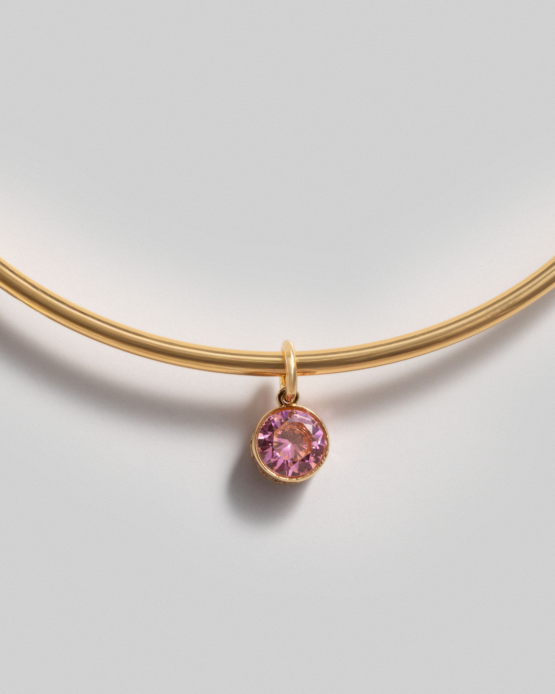 Pink Crystal Clear Charm - Gold