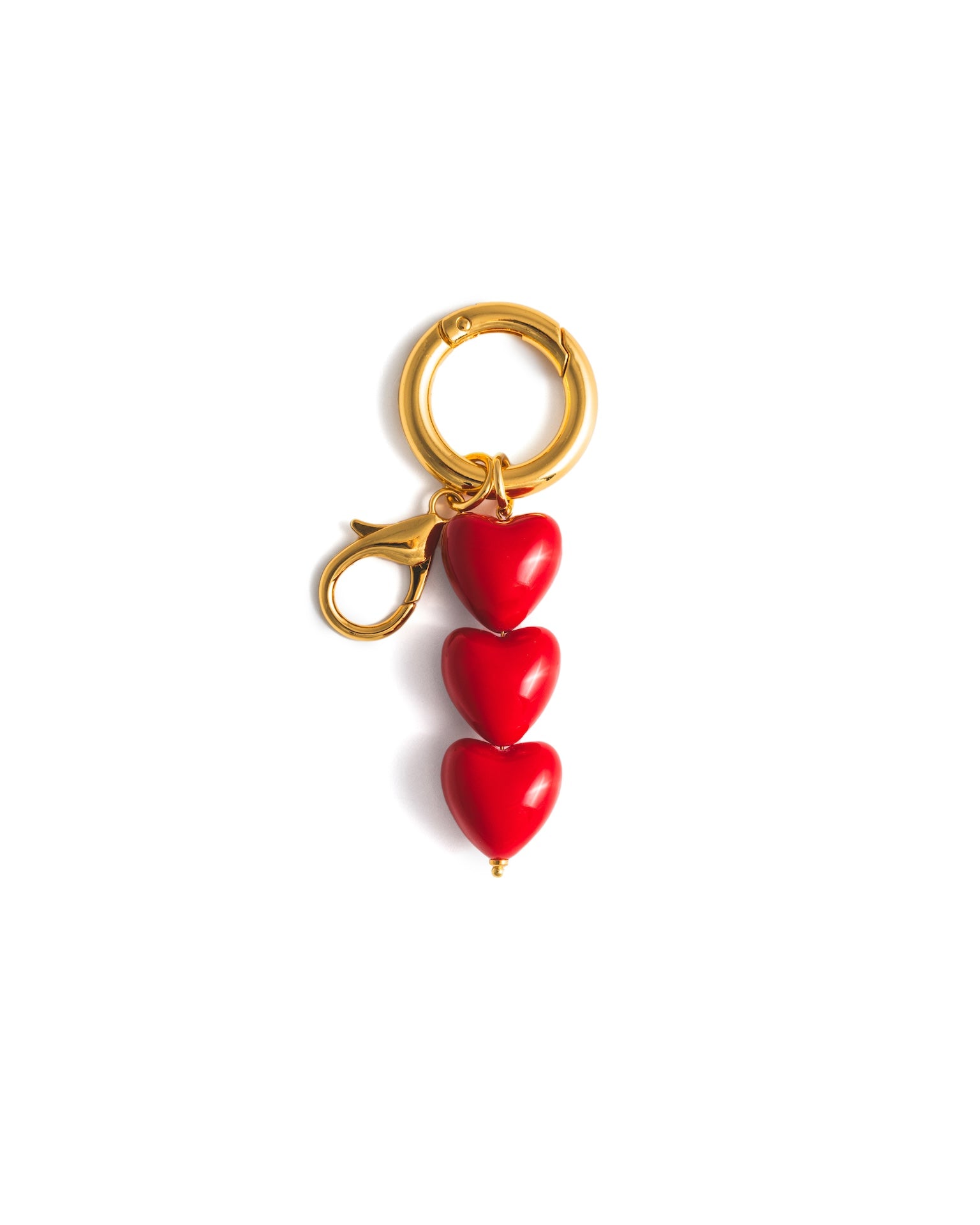 Trinity of Hearts Bag Charm - Red