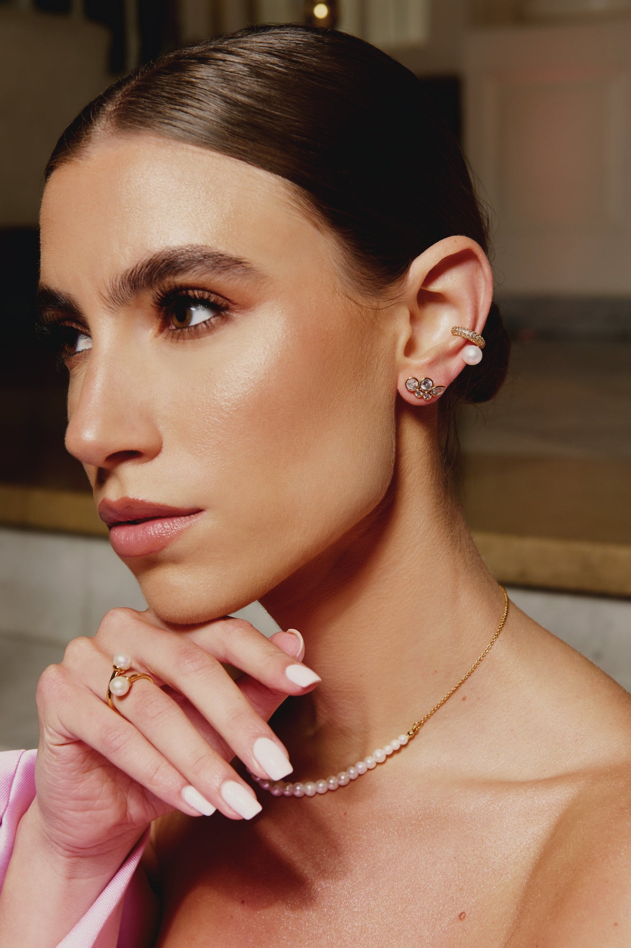 Pearly Ear Cuff - Gold