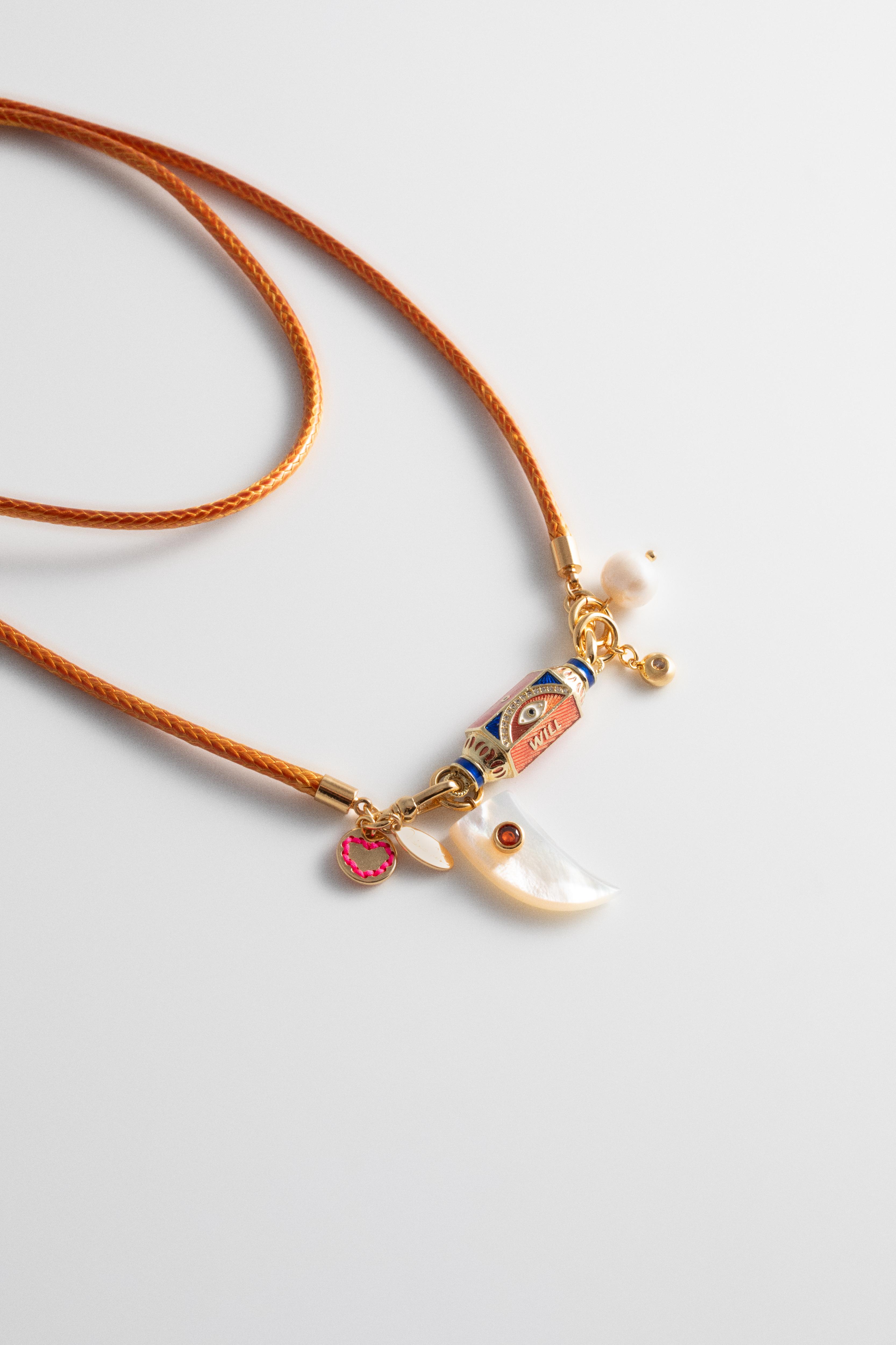 Orange Cord Necklace