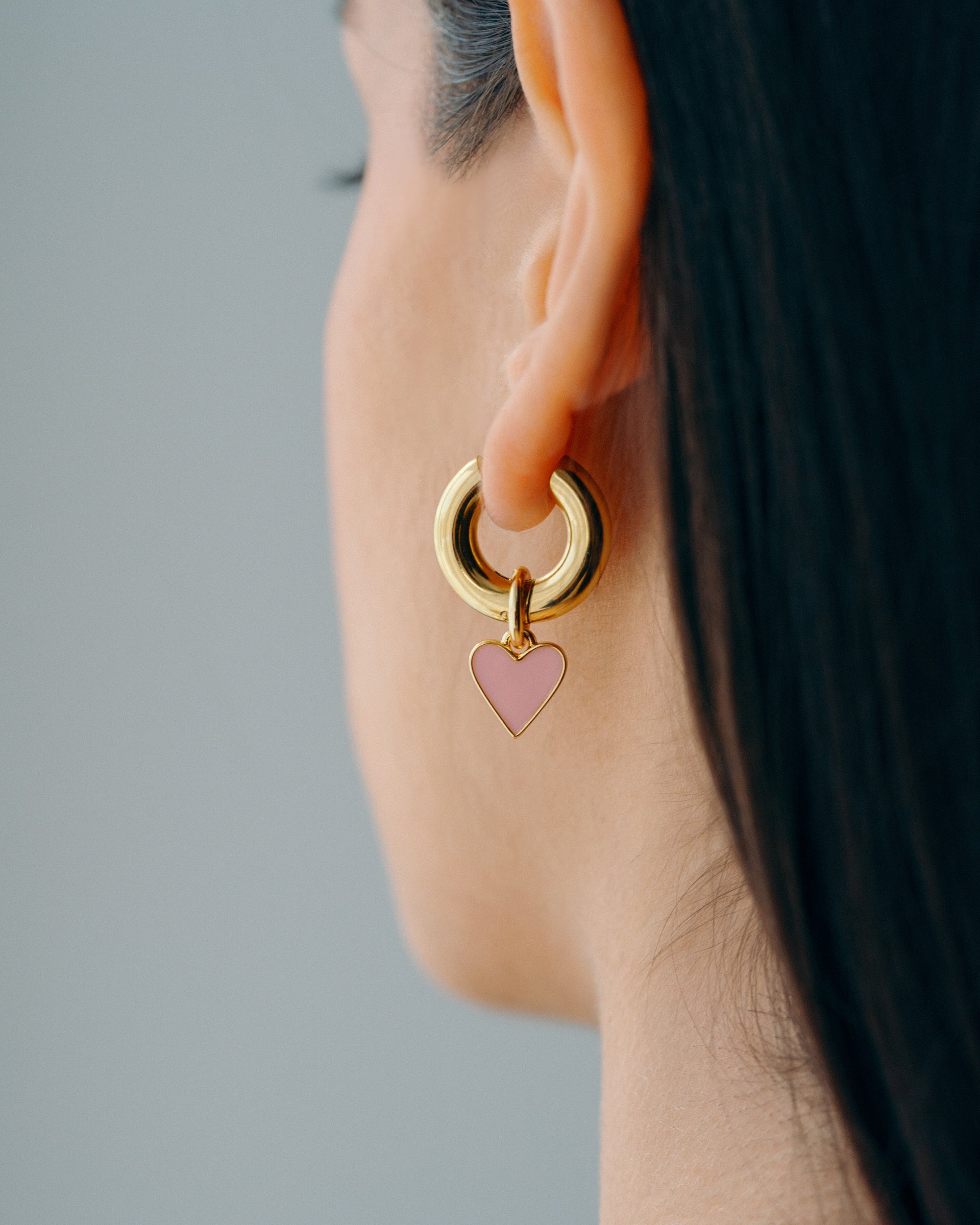 Pink Heart Charm - Gold