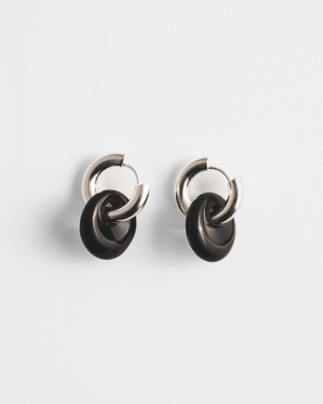 Onyx Doughnut Hoops - Silver
