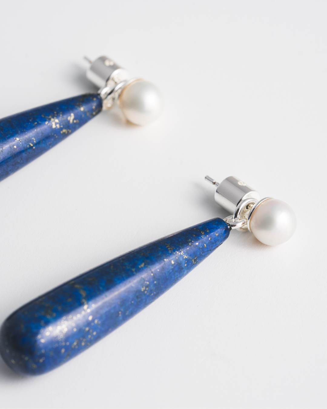 Pearl Studs & Lapis Lazuli Ear Jacket