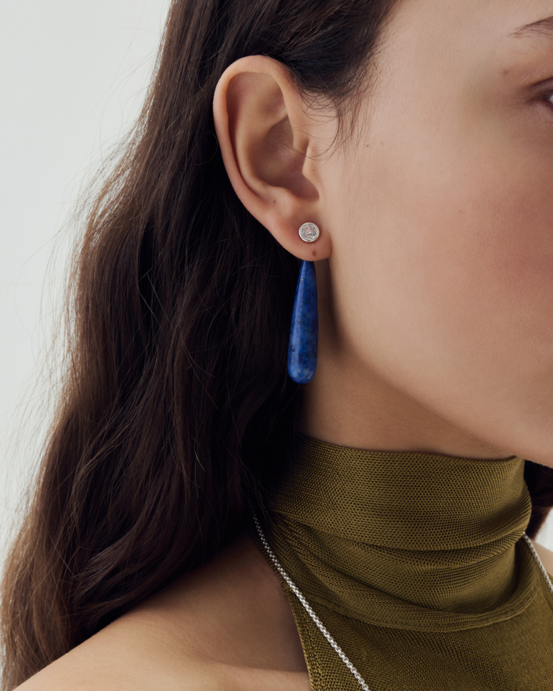 Bezel Studs & Lapis Lazuli Ear Jacket