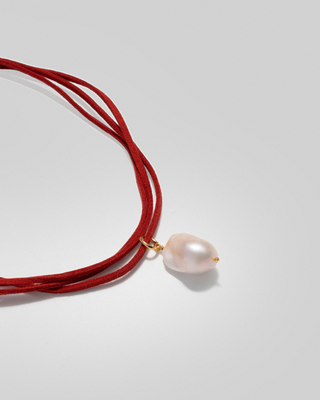Baroque Pearl on Lace It Cord - Red