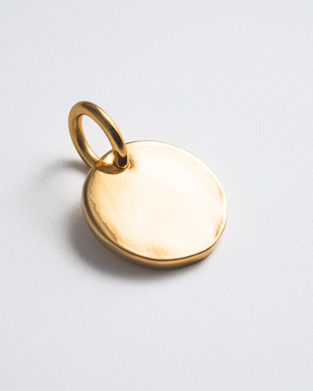 Engravable Round Tag Charm - Gold