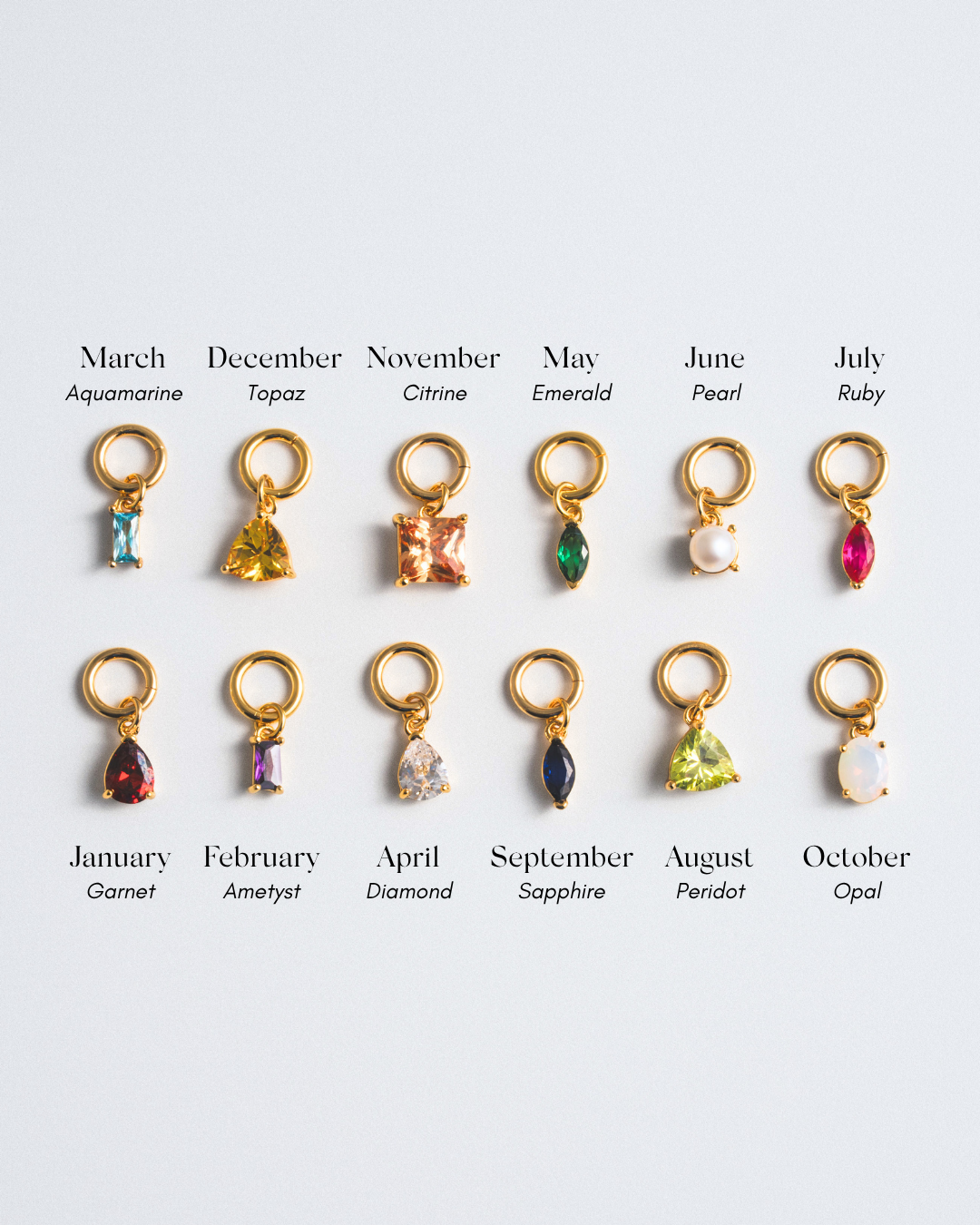 Birthstone Charm - Gold