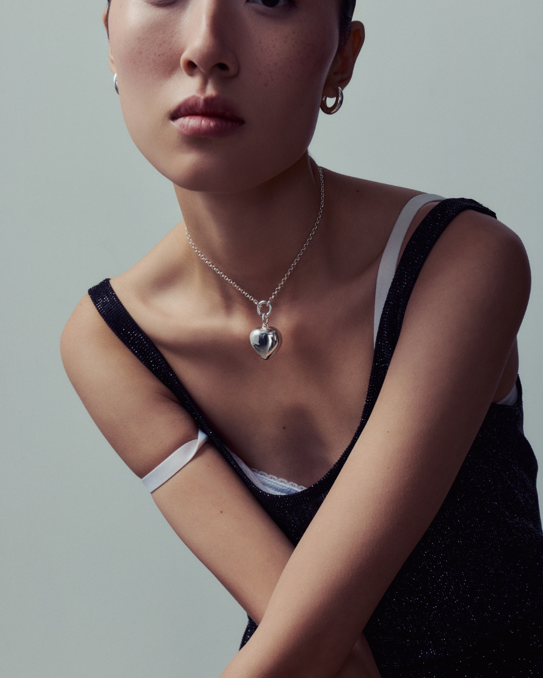 Bubble Heart Necklace - Silver