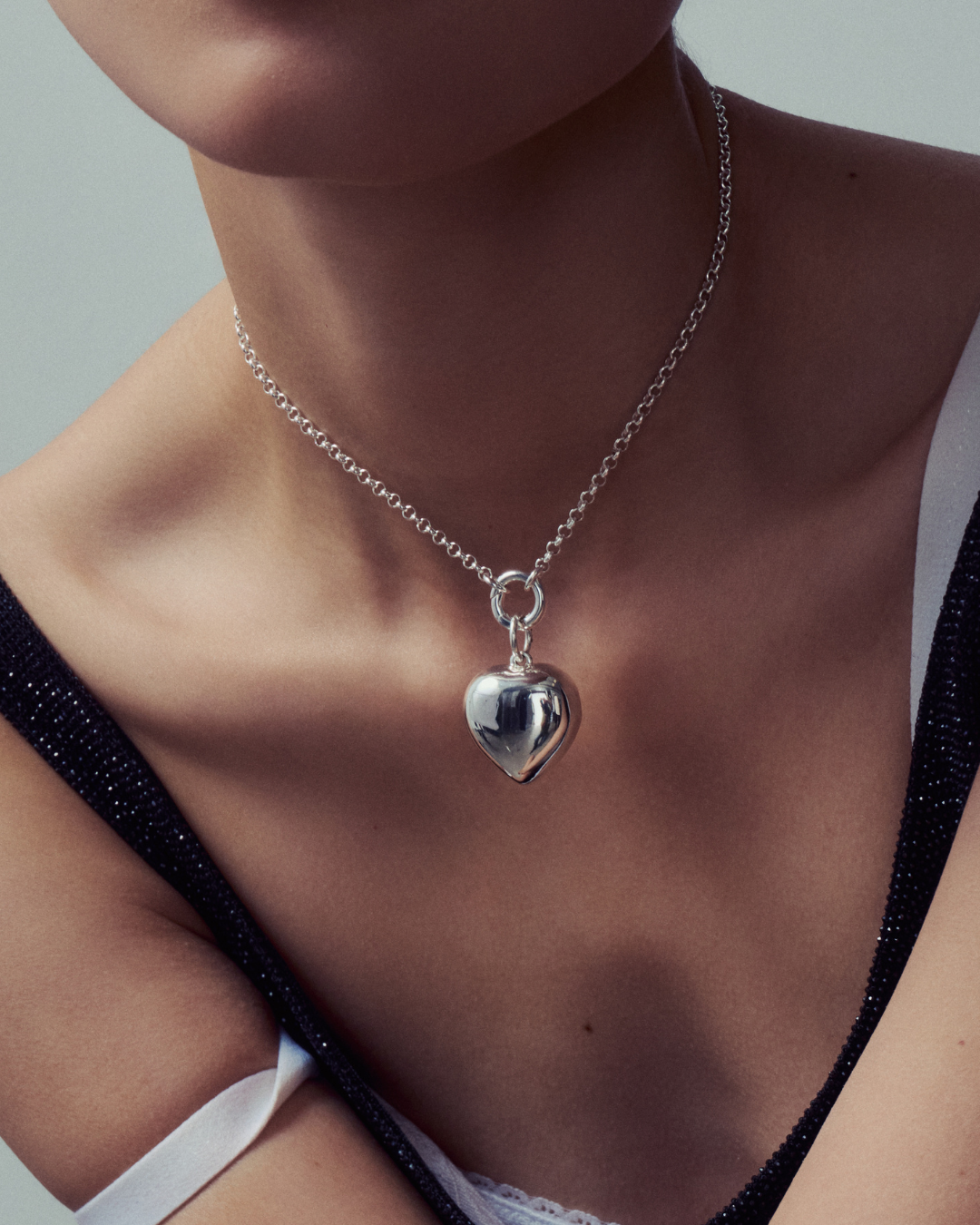 Bubble Heart Necklace - Silver