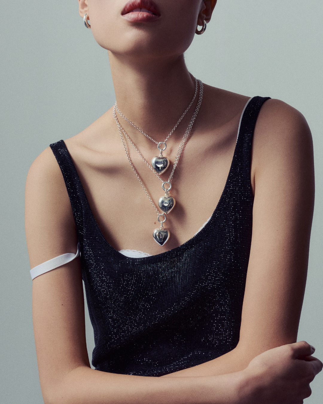 Bubble Heart Necklace - Silver