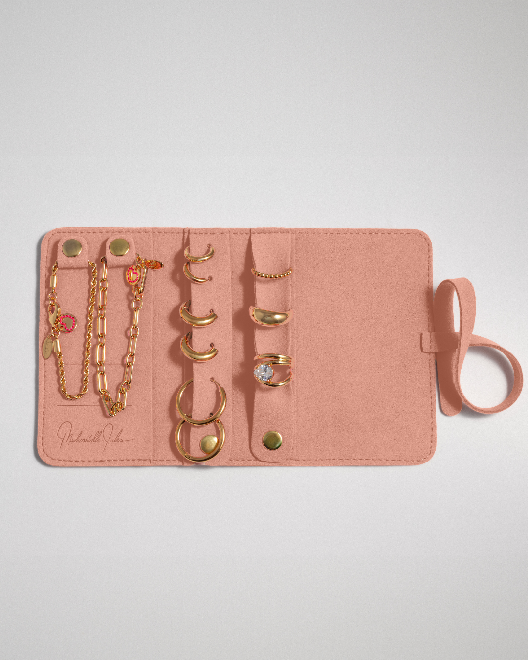 Pochette de voyage pour bijoux rose clair