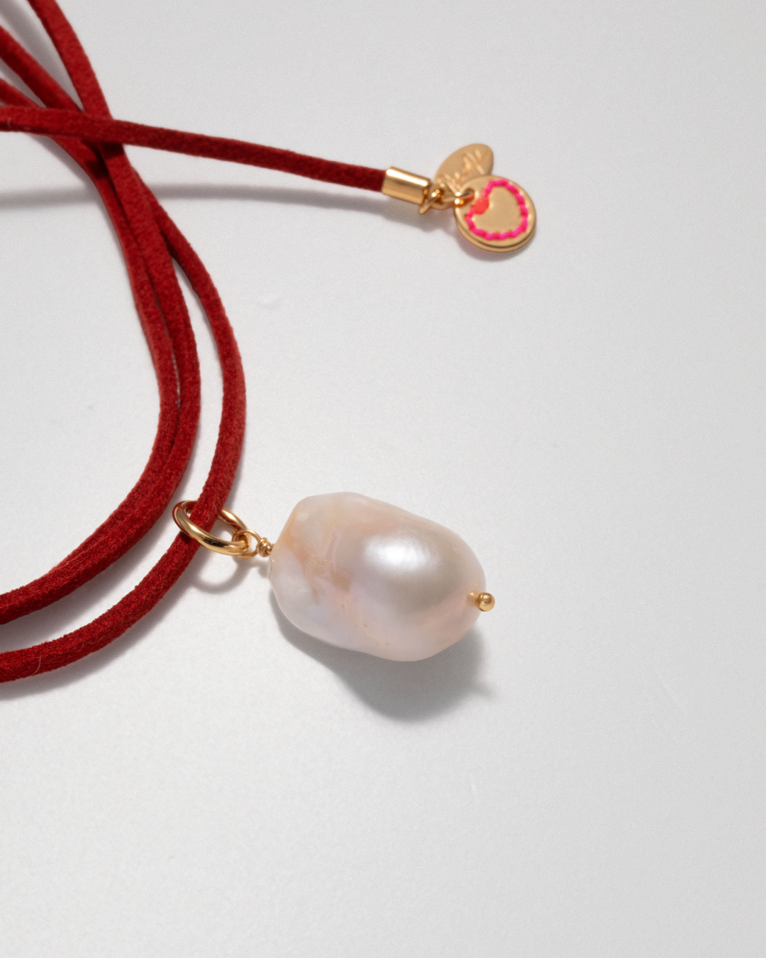 Baroque Pearl on Lace It Cord - Red