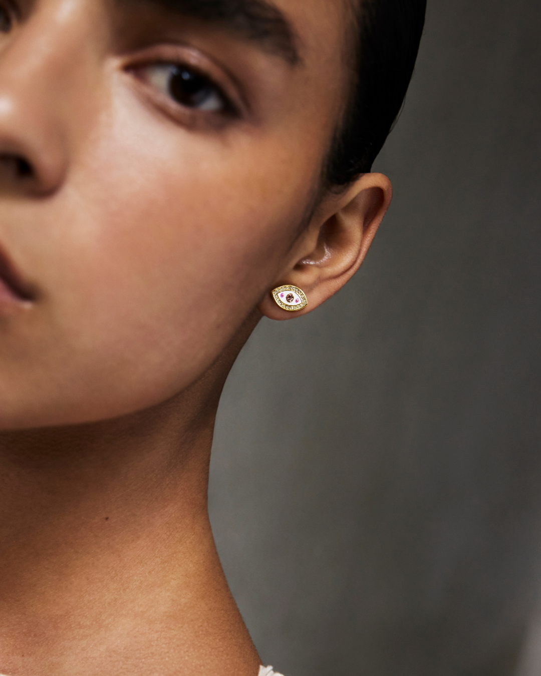 Evil Eye Stud Earrings - Gold