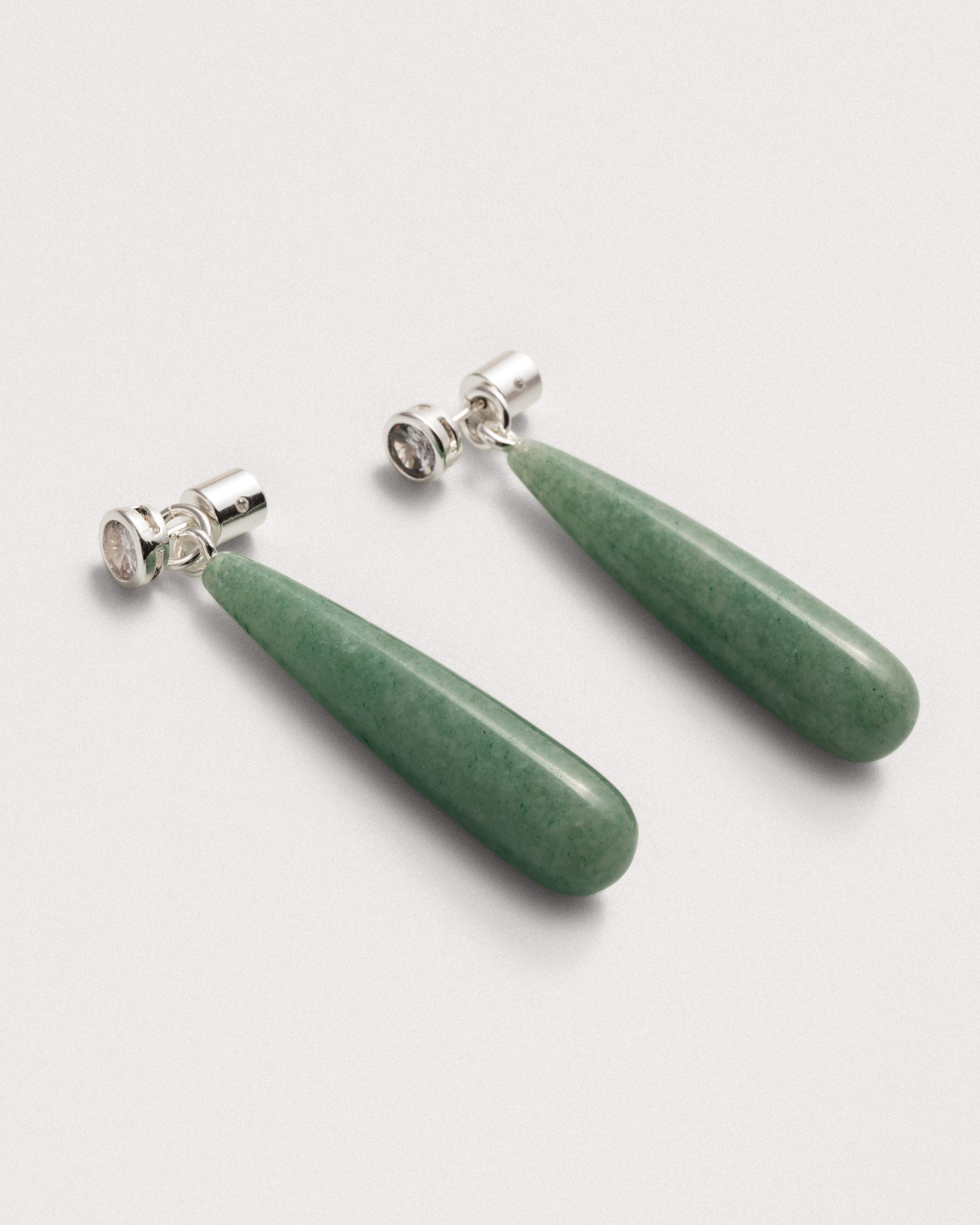 Bezel Studs & Green Aventurine Ear Jacket