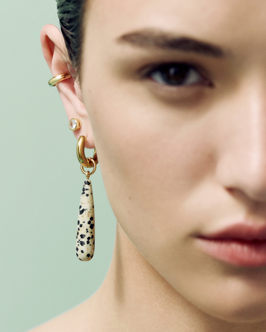 Dalmatian Jasper Teardrop Charms