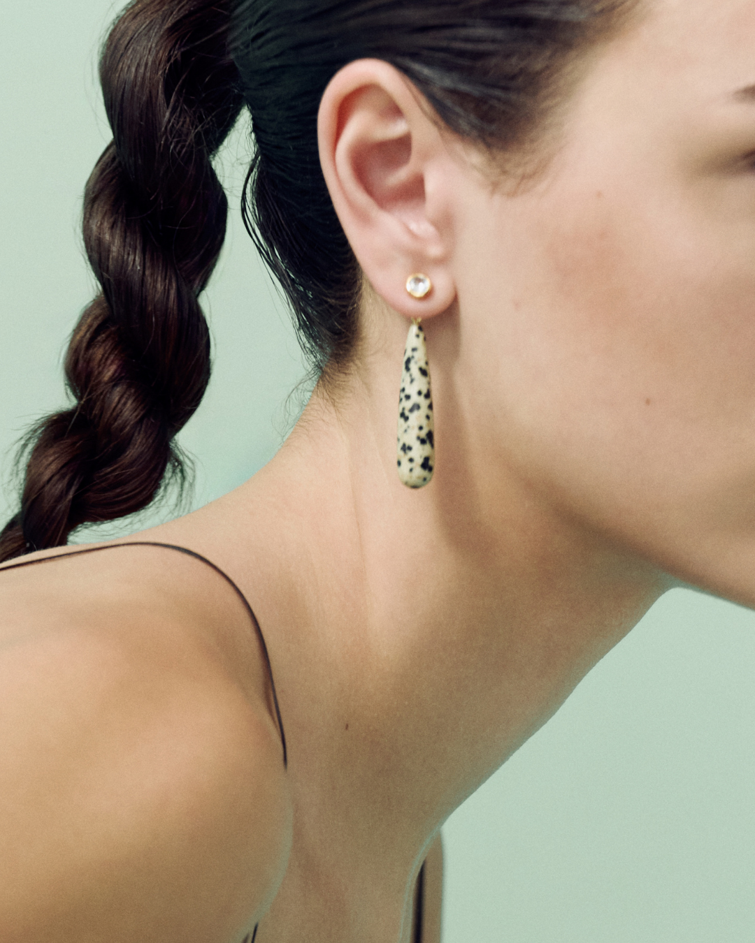 Bezel Studs & Dalmatian Jasper Ear Jacket