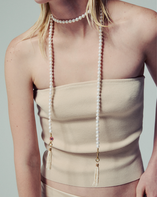 Wrap Around Pearl Necklace - Gold