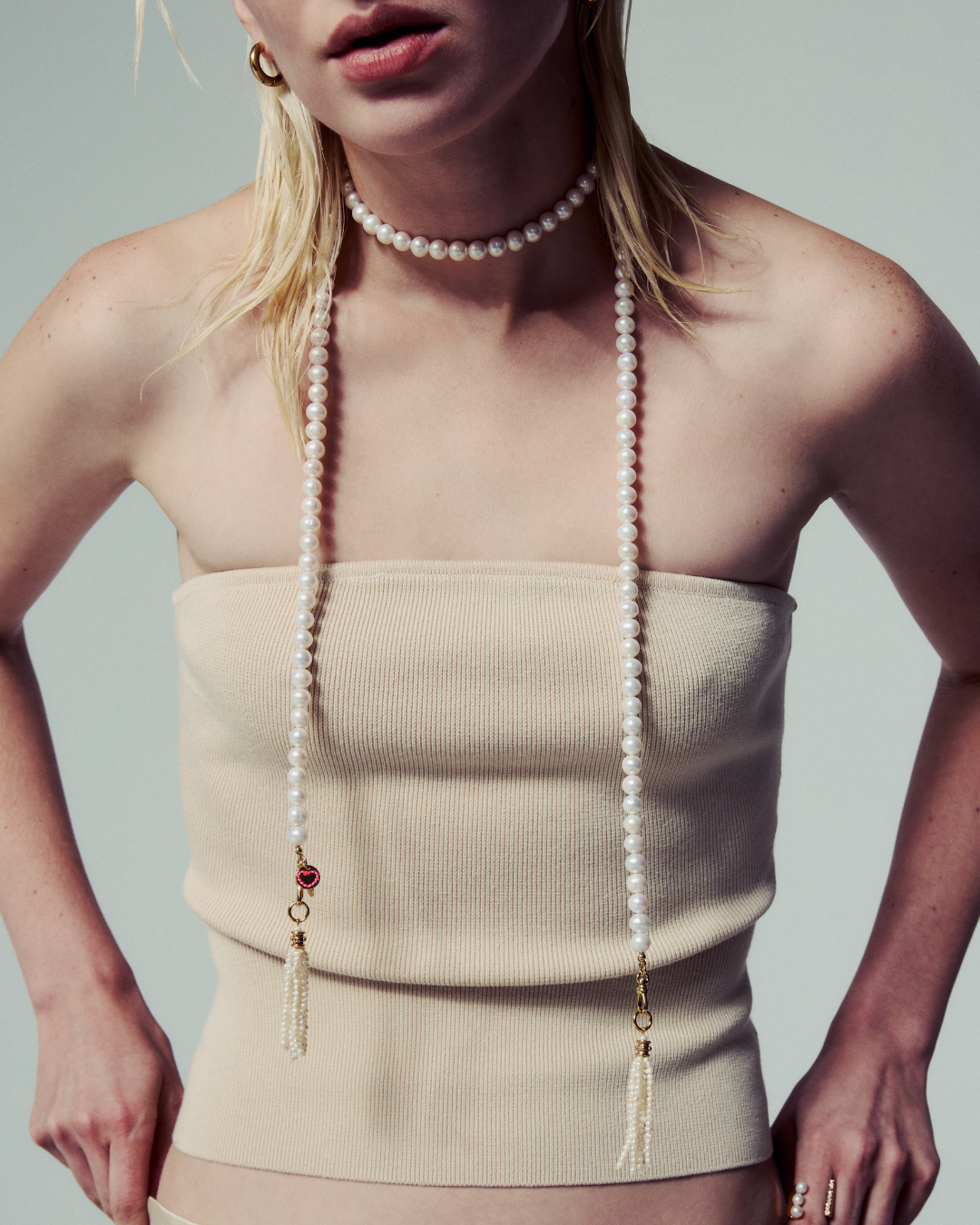 Wrap Around Pearl Necklace - Gold