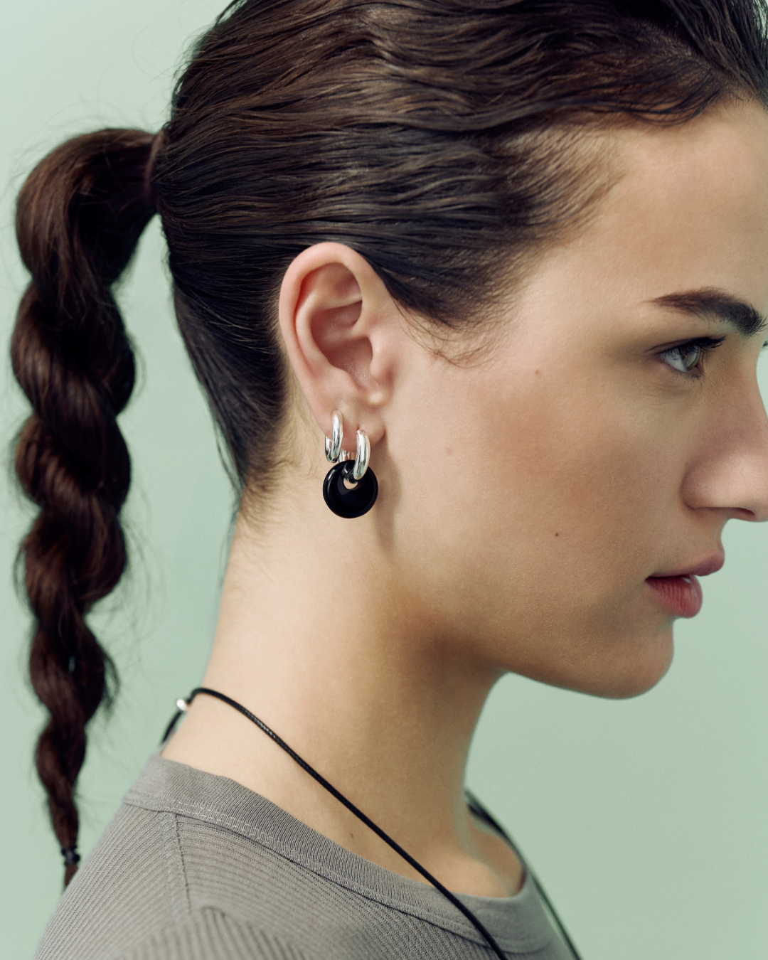 Onyx Doughnut Hoops - Silver