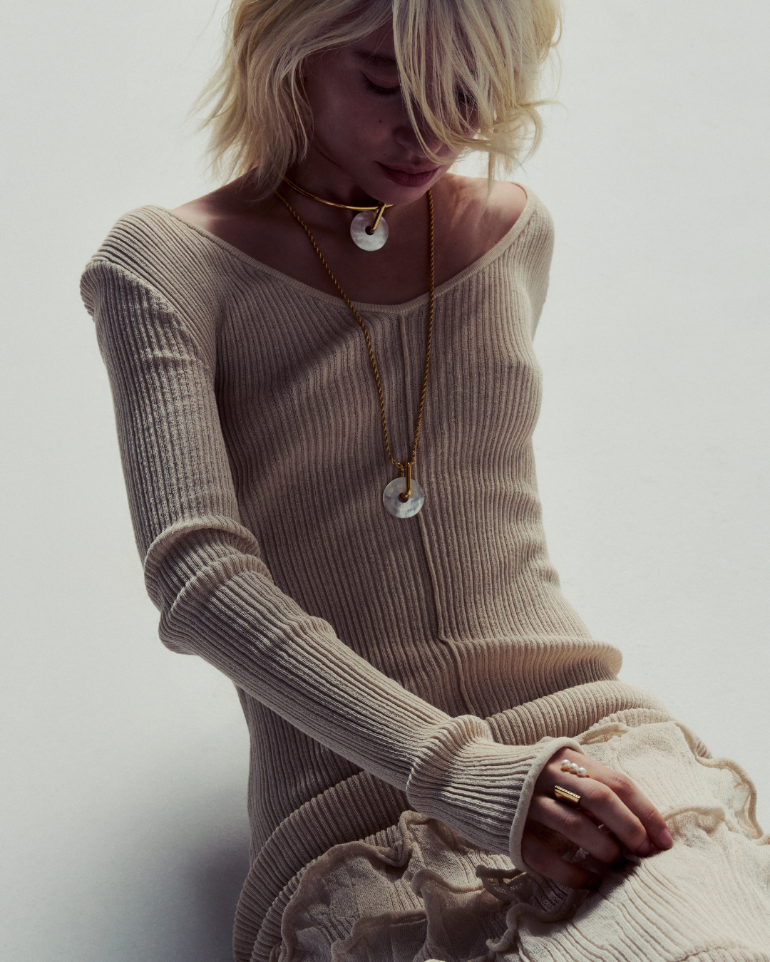 Collier ras du cou en nacre - Or