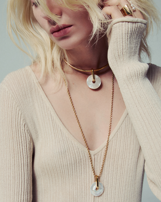 Mother of Pearl Choker - Gold