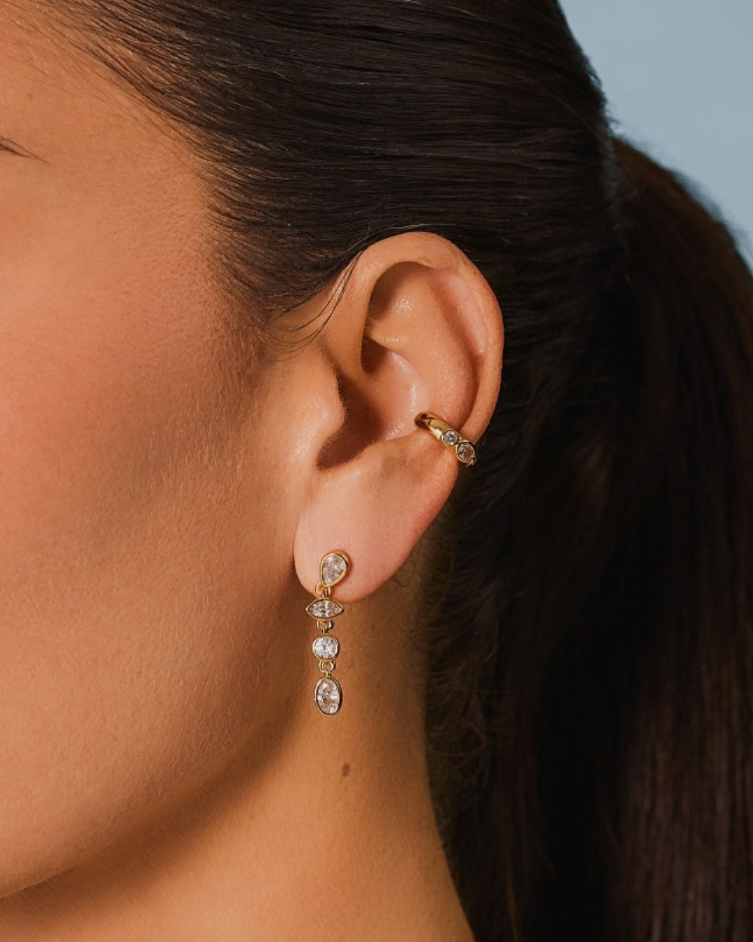 KG Multi-Bezel Drop Earrings