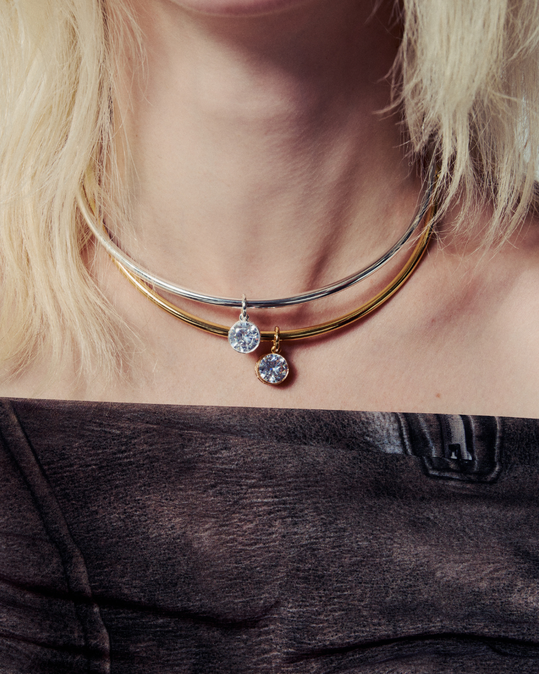 Crystal Clear Choker - Gold