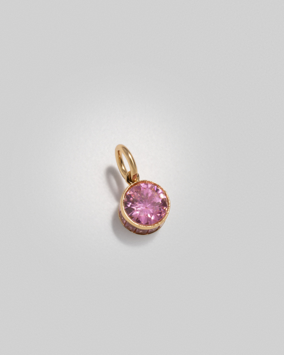 Pink Crystal Clear Charm - Gold