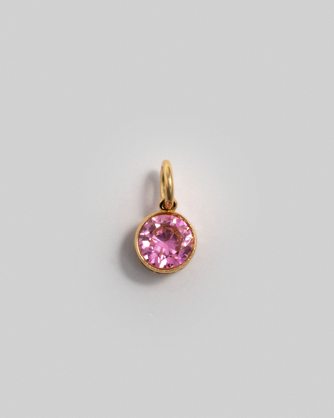 Pink Crystal Clear Charm - Gold