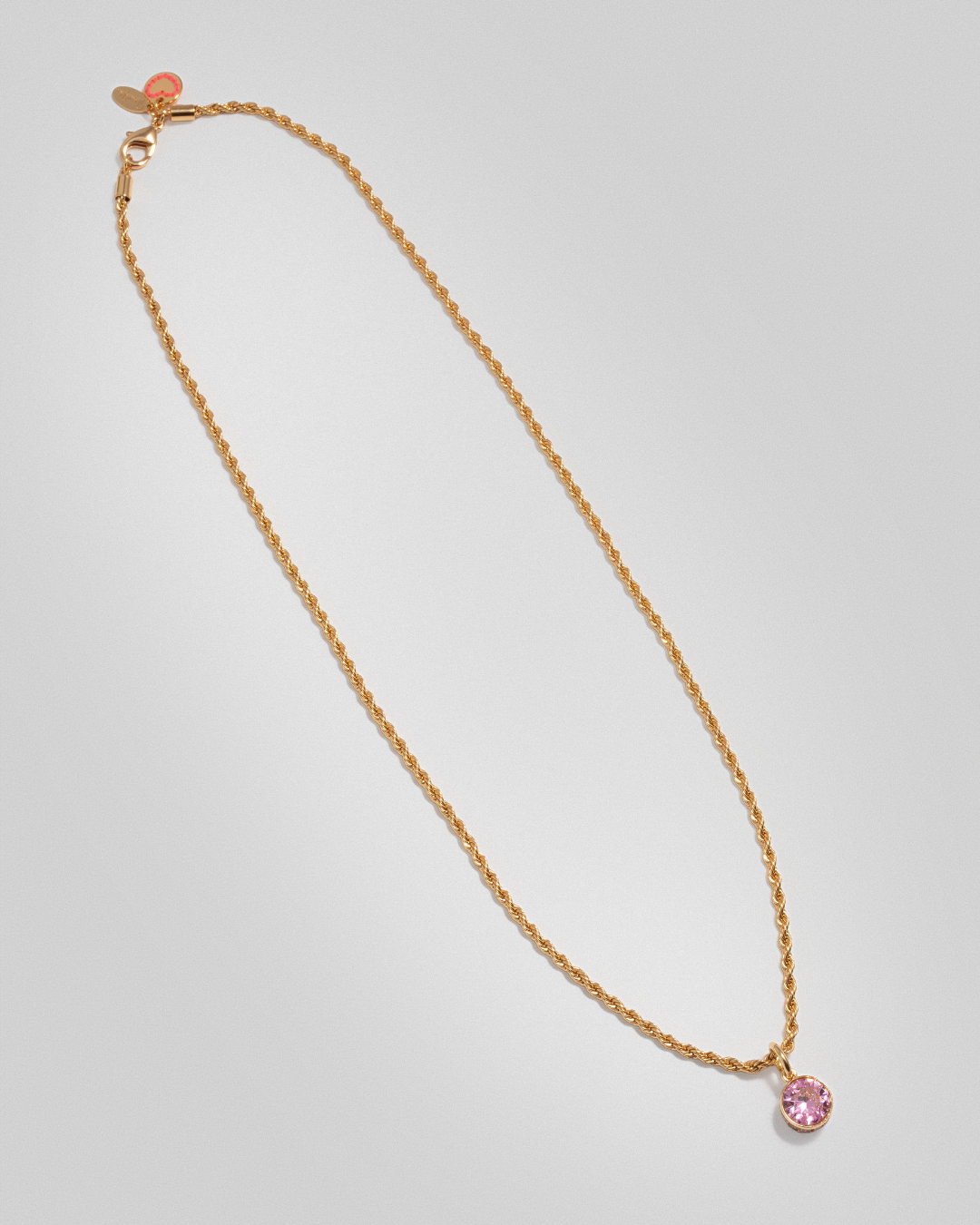 Pink Crystal Clear Necklace - Gold
