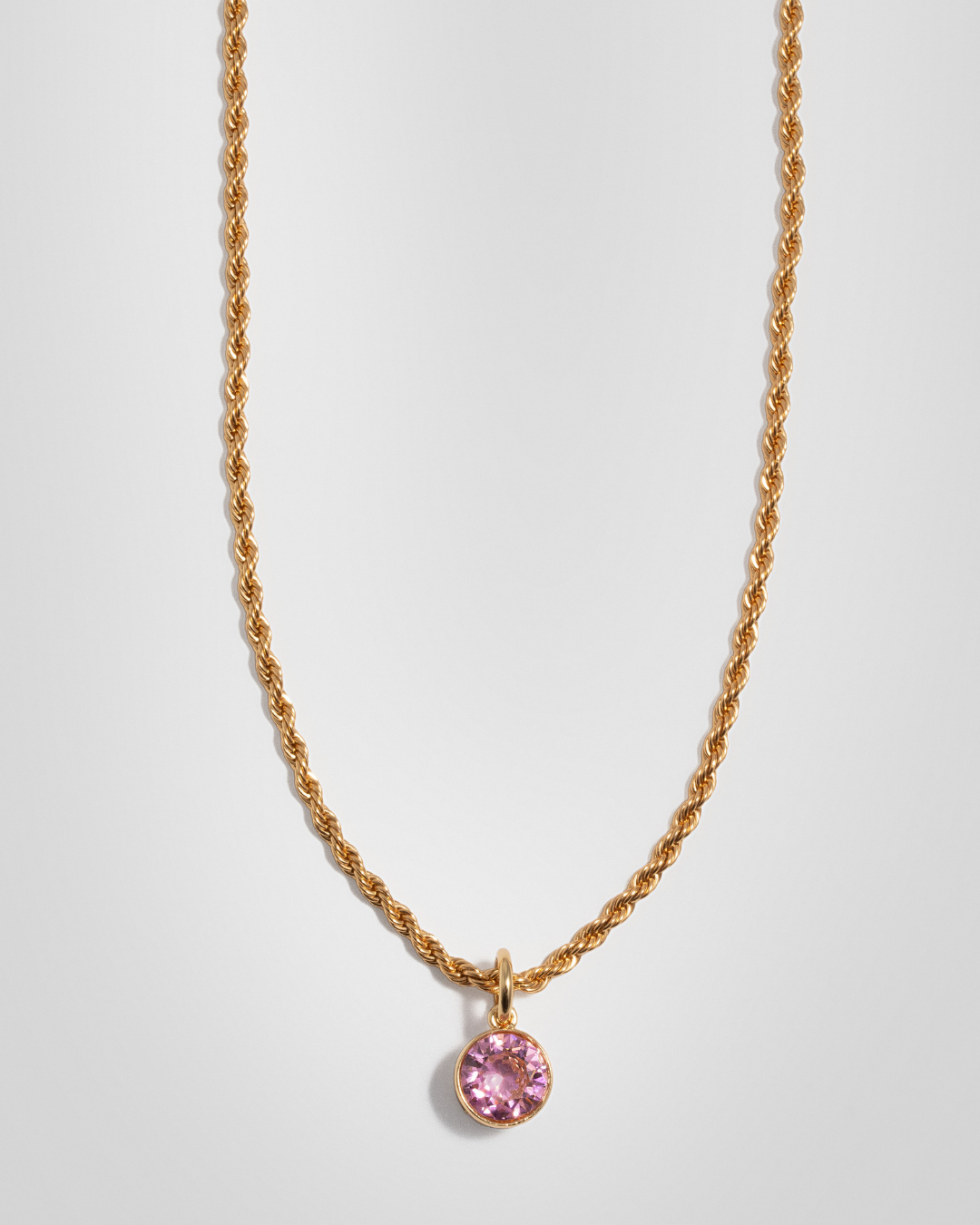 Pink Crystal Clear Necklace - Gold
