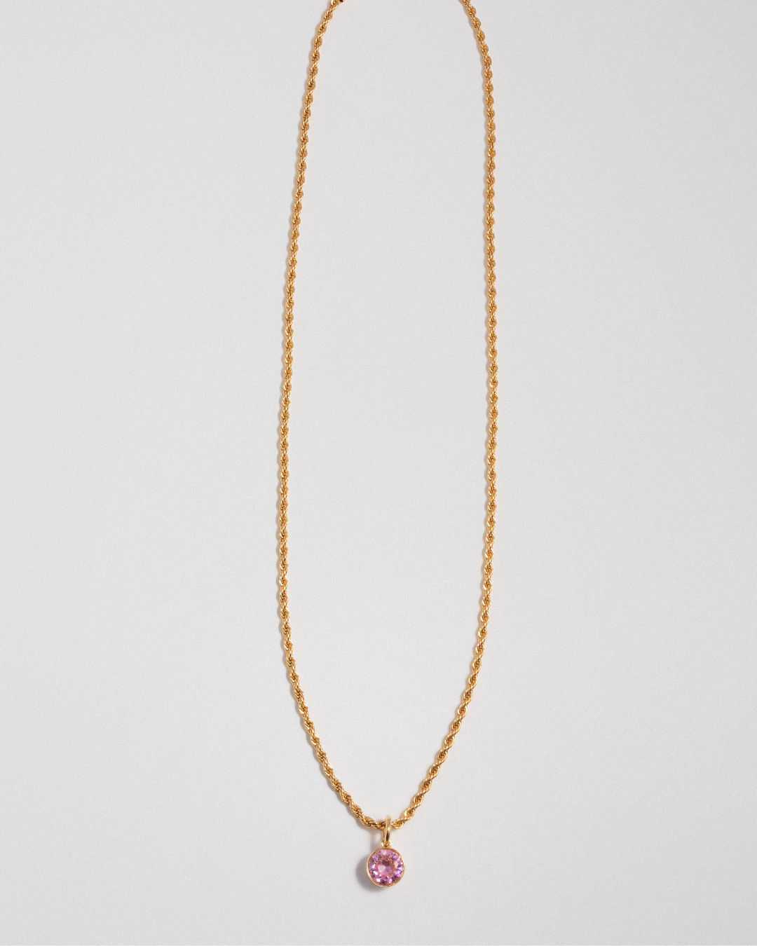Pink Crystal Clear Necklace - Gold