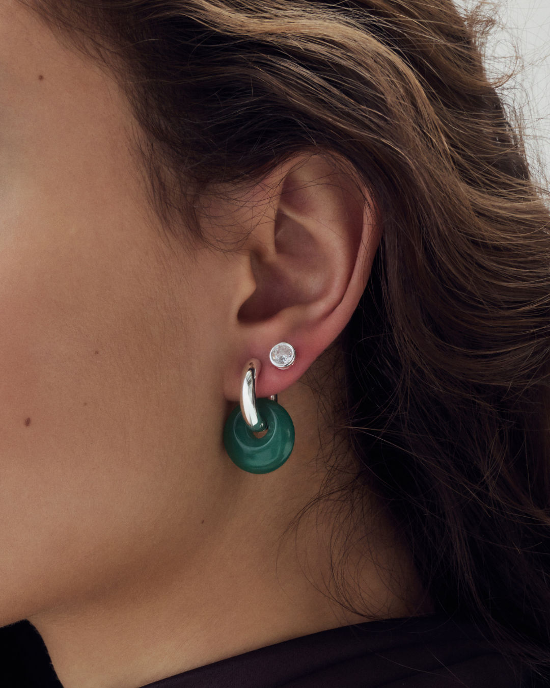 Green Aventurine Doughnut Hoops