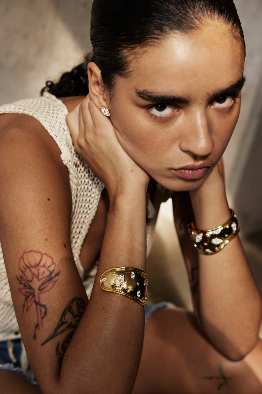 Evil Eye Cuff Bracelet - Gold