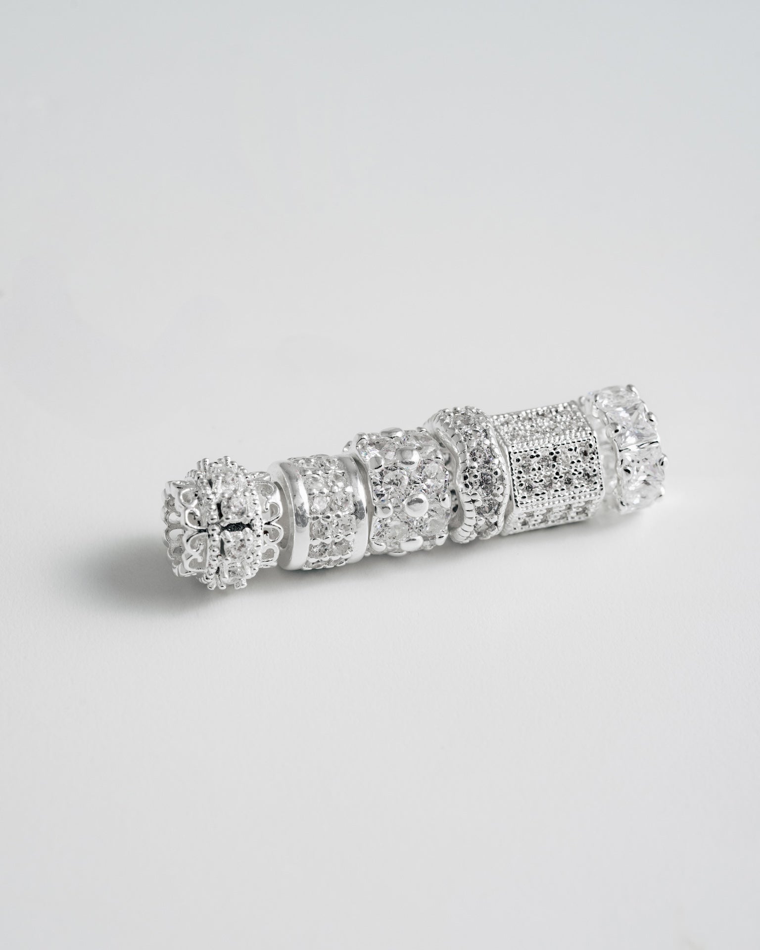 Pavé Bead Charm Set - Silver