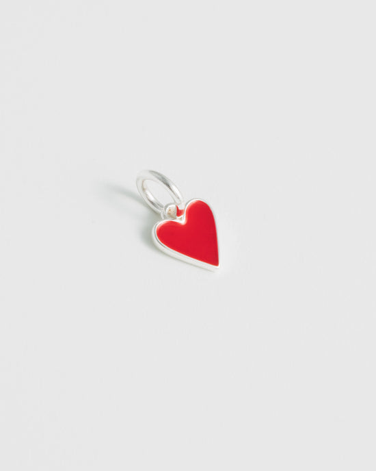 Red Heart Charm - Silver