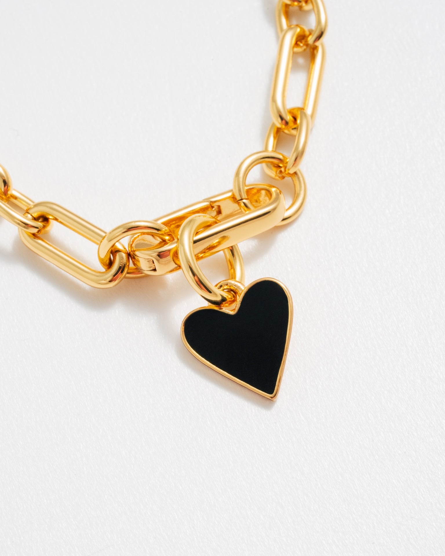 Black Heart Charm - Gold
