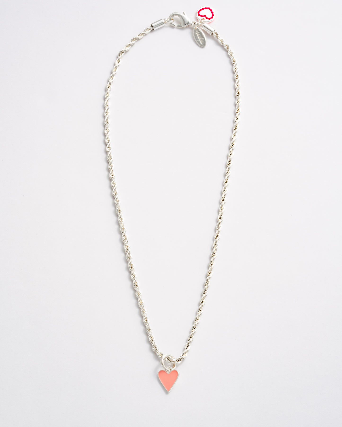 Pink Heart Charm - Silver