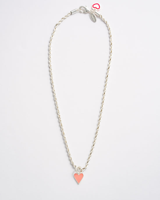 Pink Heart Charm - Silver