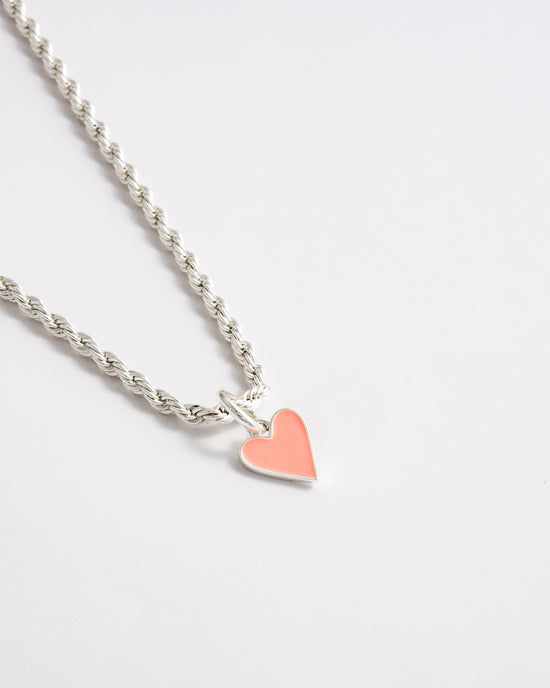 Pink Heart Charm - Silver