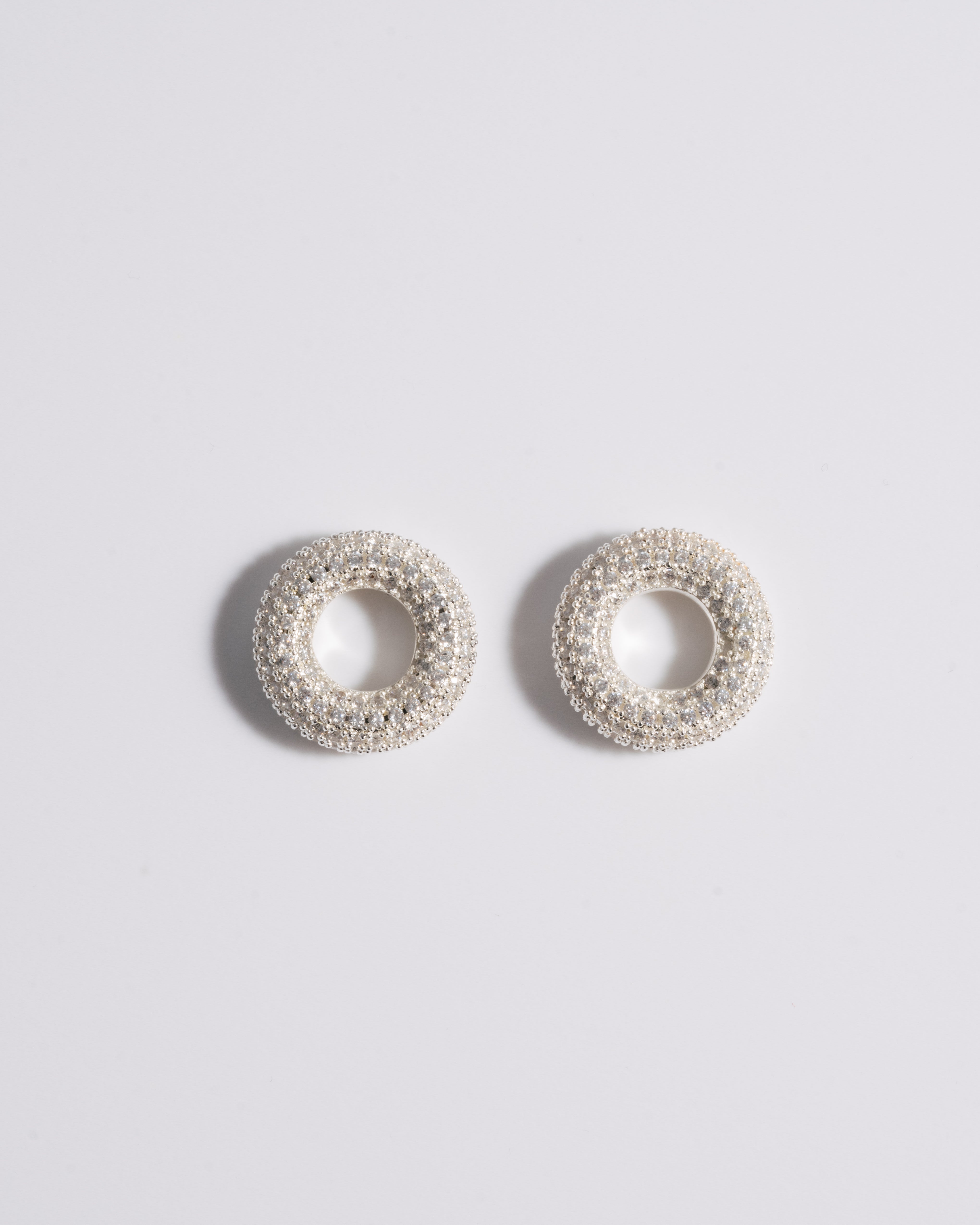 Mini Pave Doughnut Charms - Silver