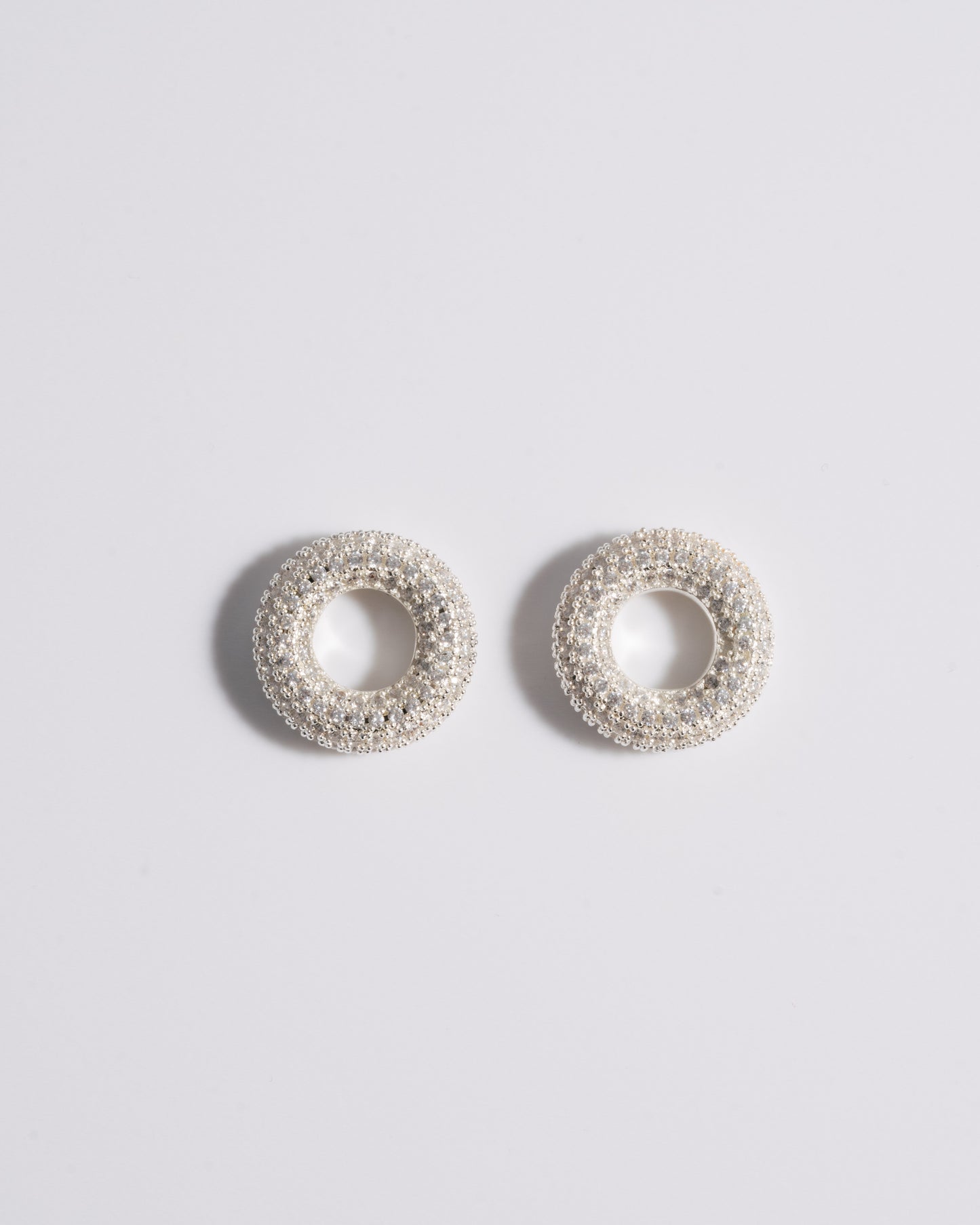 Large Pave Doughnut Charms - Silver