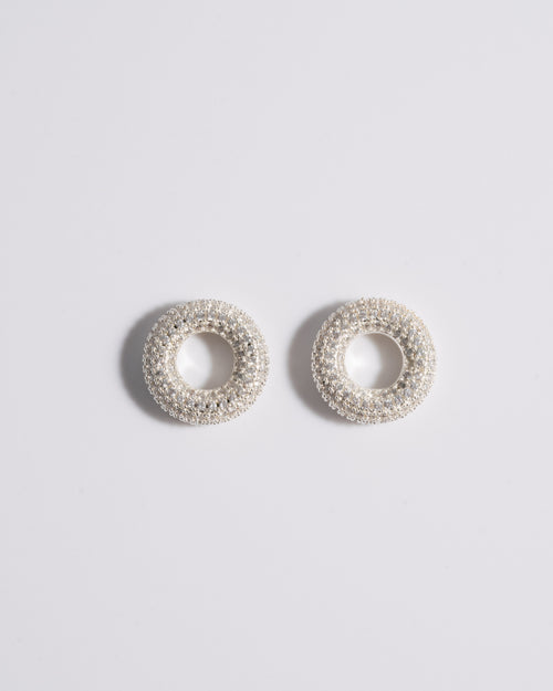 Mini Pave Doughnut Charms - Silver