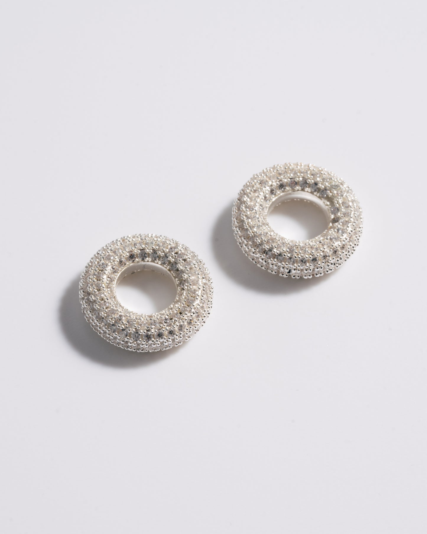 Large Pave Doughnut Charms - Silver