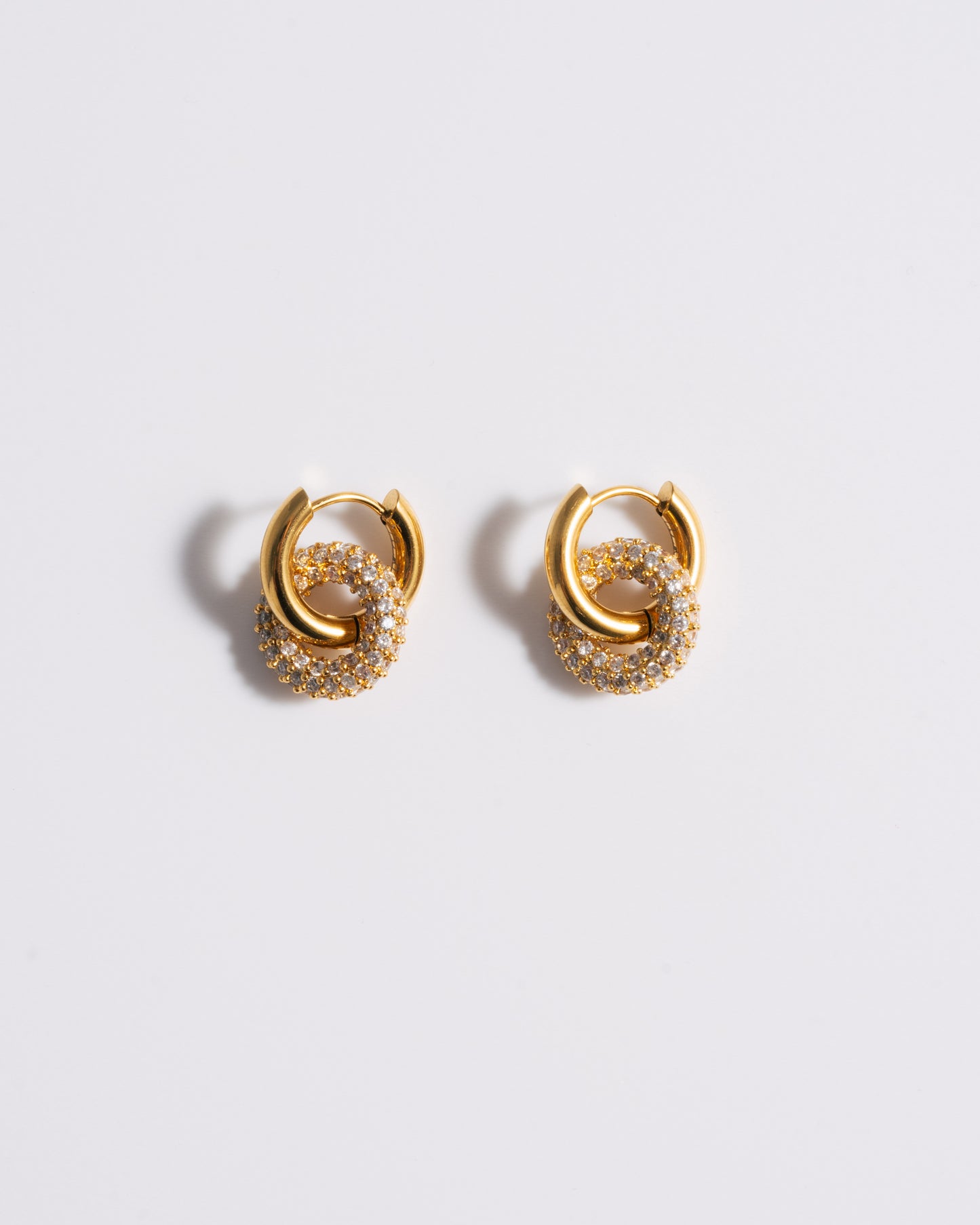 Mini Pave Doughnut Earrings - Gold