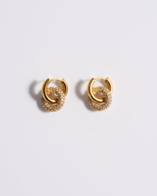 Mini Pave Doughnut Earrings - Gold
