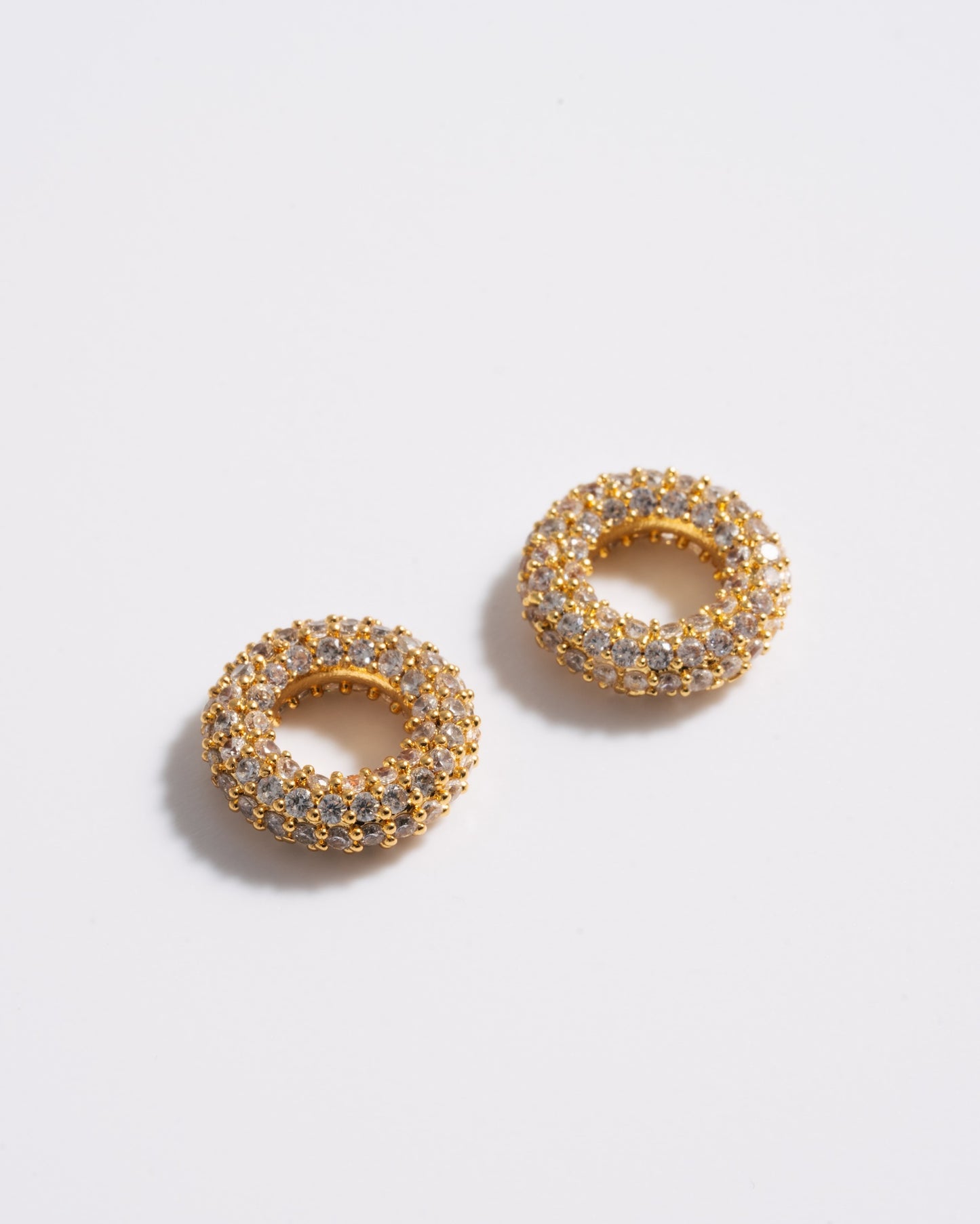 Large Pave Doughnut Charms - Gold